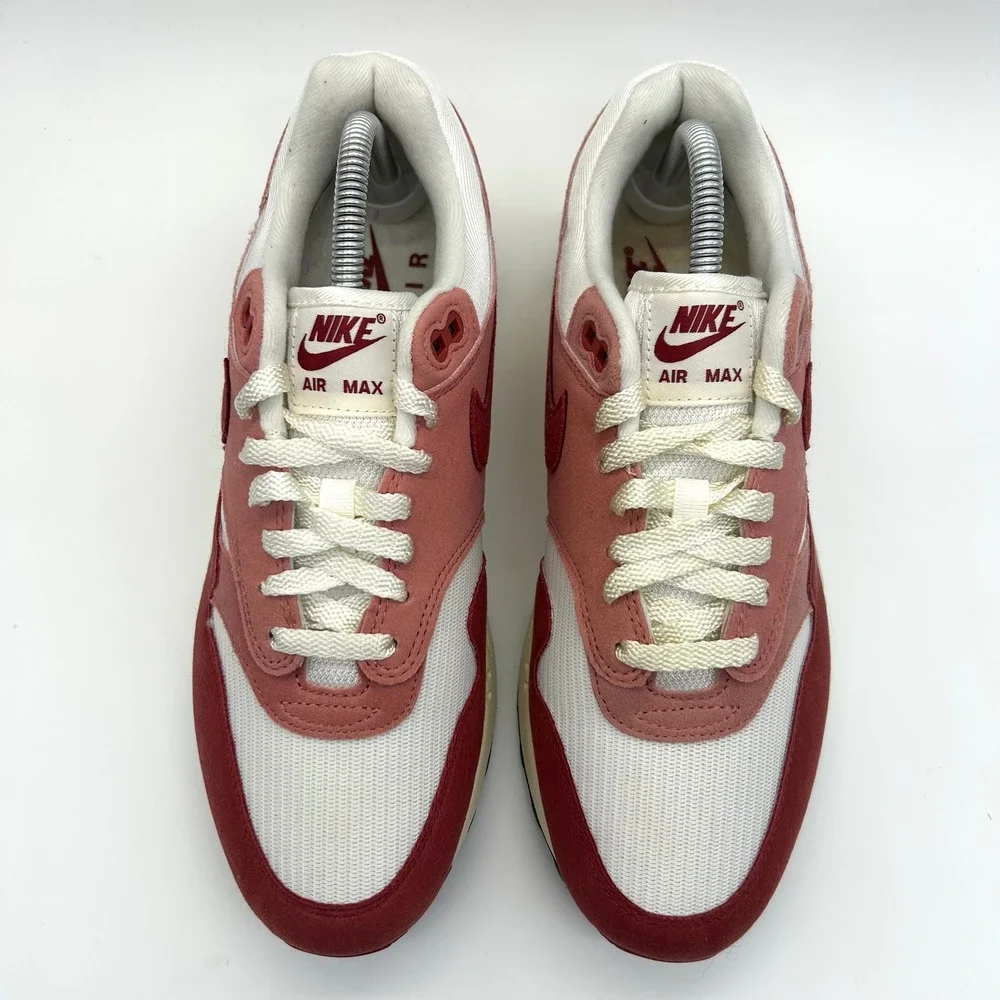 Nike Air Max 1 Shoes Womens 10 Pink Red Stardus Suede Mesh Retro Sneakers